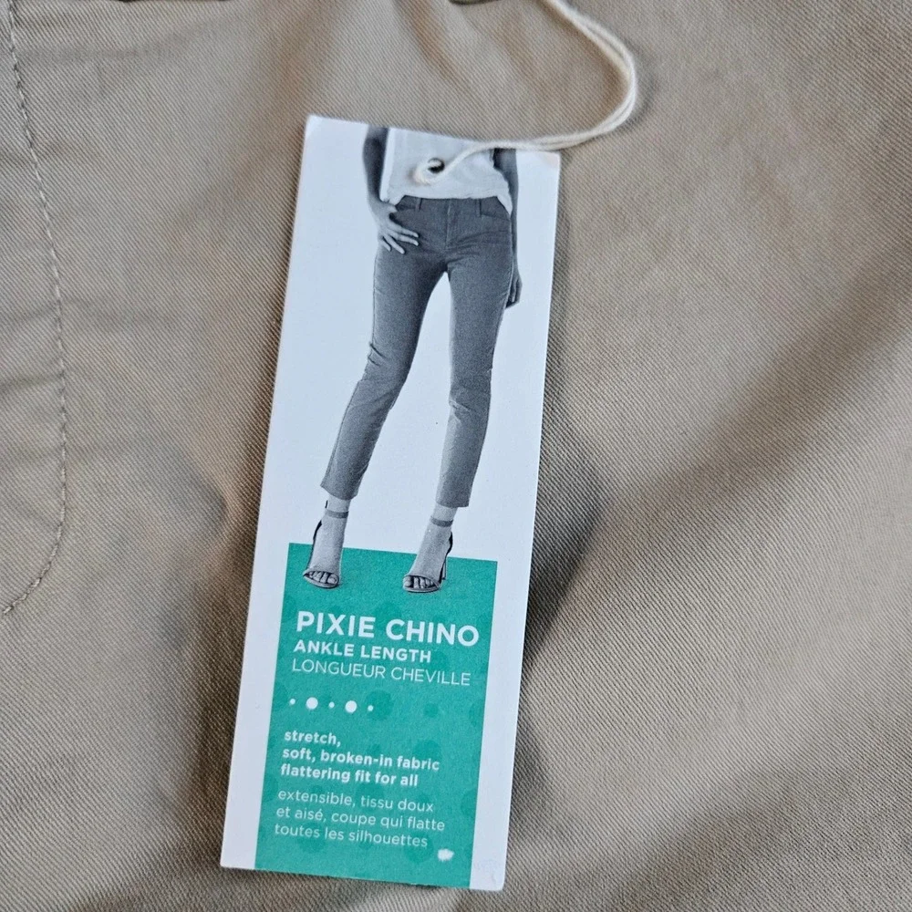 Old Navy Pixie Chino Ankle Pants Womens 14 Tan Khaki Stretch Mid Rise Slim New - Picture 5 of 11